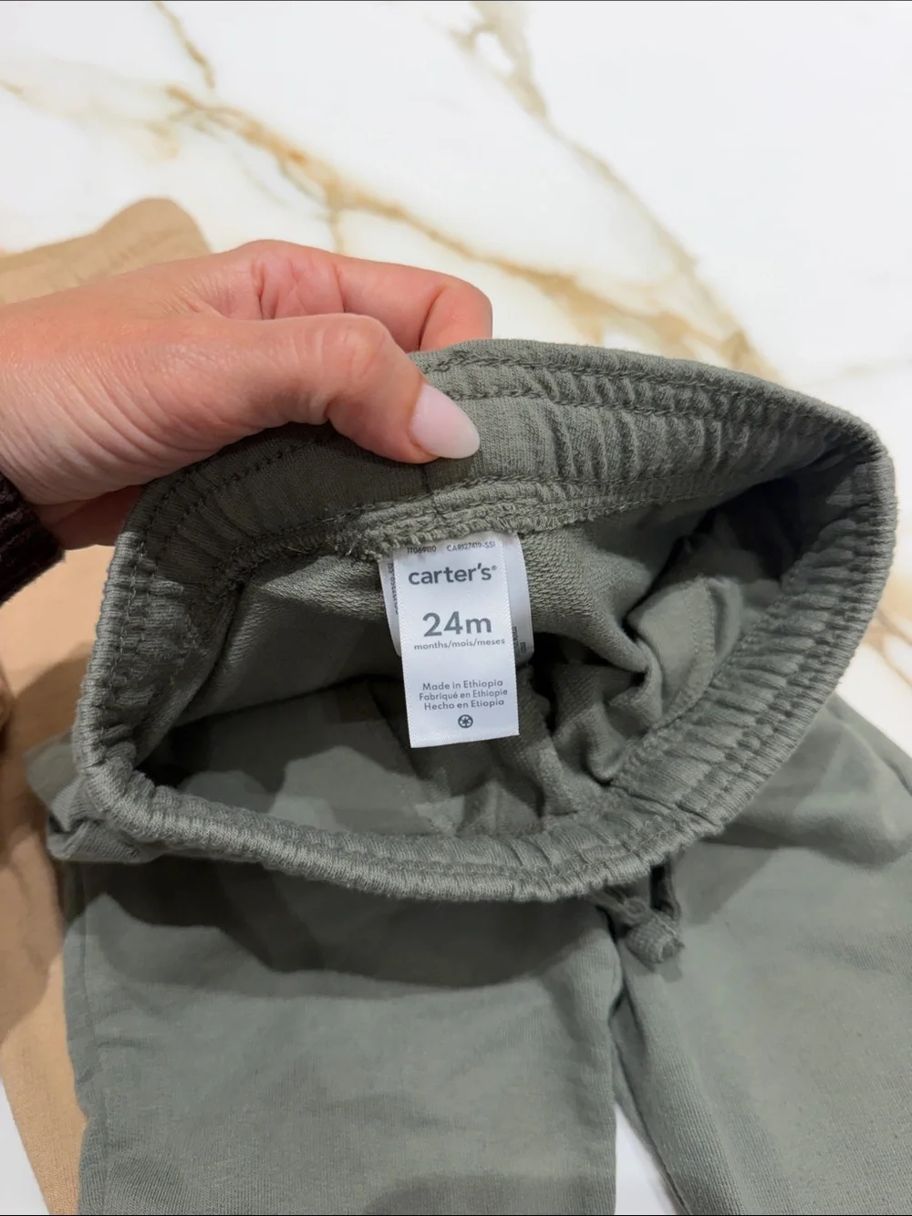 Carter’s Kids Cozy Jogger Pants - Gray, Tan & Olive 24 months